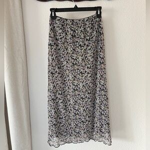 American Eagle Outfitters Black Floral Midi Skirt